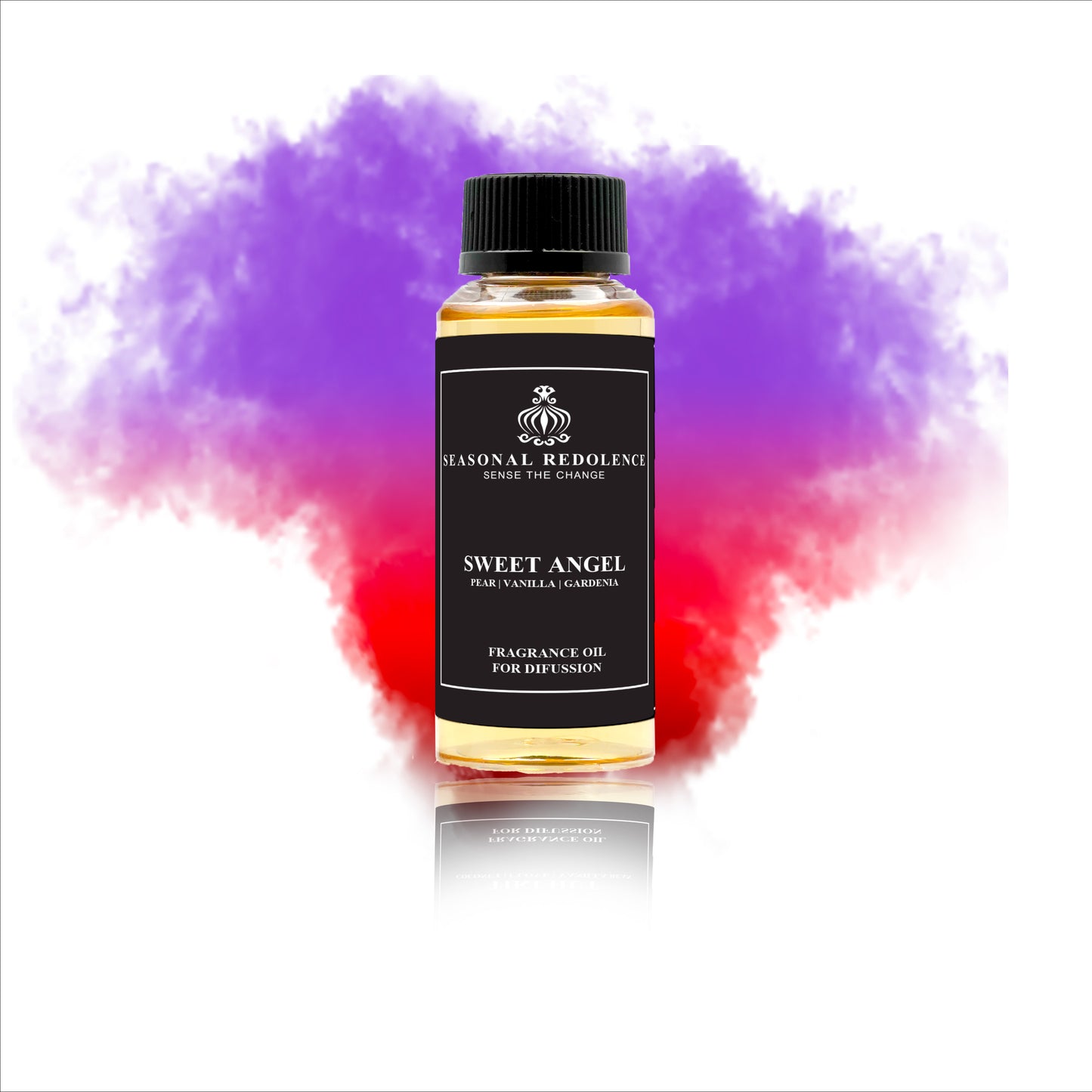 Sweet Angel unfolds with a refined blend of juicy pears, vibrant oranges, lychees, and crisp red apples. At its heart, delicate gardenia, sweet peas, jasmine, freesia, and magnolia create an elegant floral bouquet. The base notes of creamy vanilla, warm benzoin, soft musk, rich praline, amber, and smooth sandalwood provide a luxurious, lasting finish. This sophisticated fragrance balances fresh fruitiness with timeless florals and comforting warmth, perfect for those seeking a graceful and memorable scent e