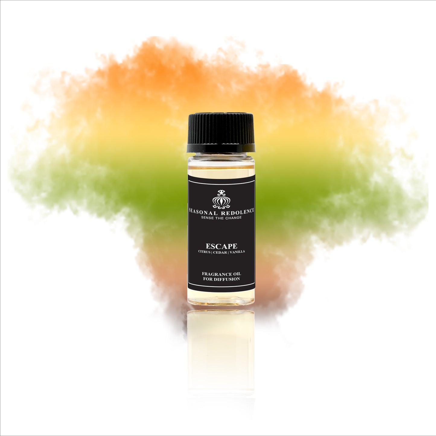 Escape opens with a fresh and vibrant blend of citrus and olive, setting a crisp and invigorating tone. The heart reveals warm, resinous notes of cedar and frankincense, adding depth and sophistication. This elegant fragrance settles into a smooth base of vanilla, musk, and amber, offering a rich and lasting finish that embodies refined escape and tranquility.