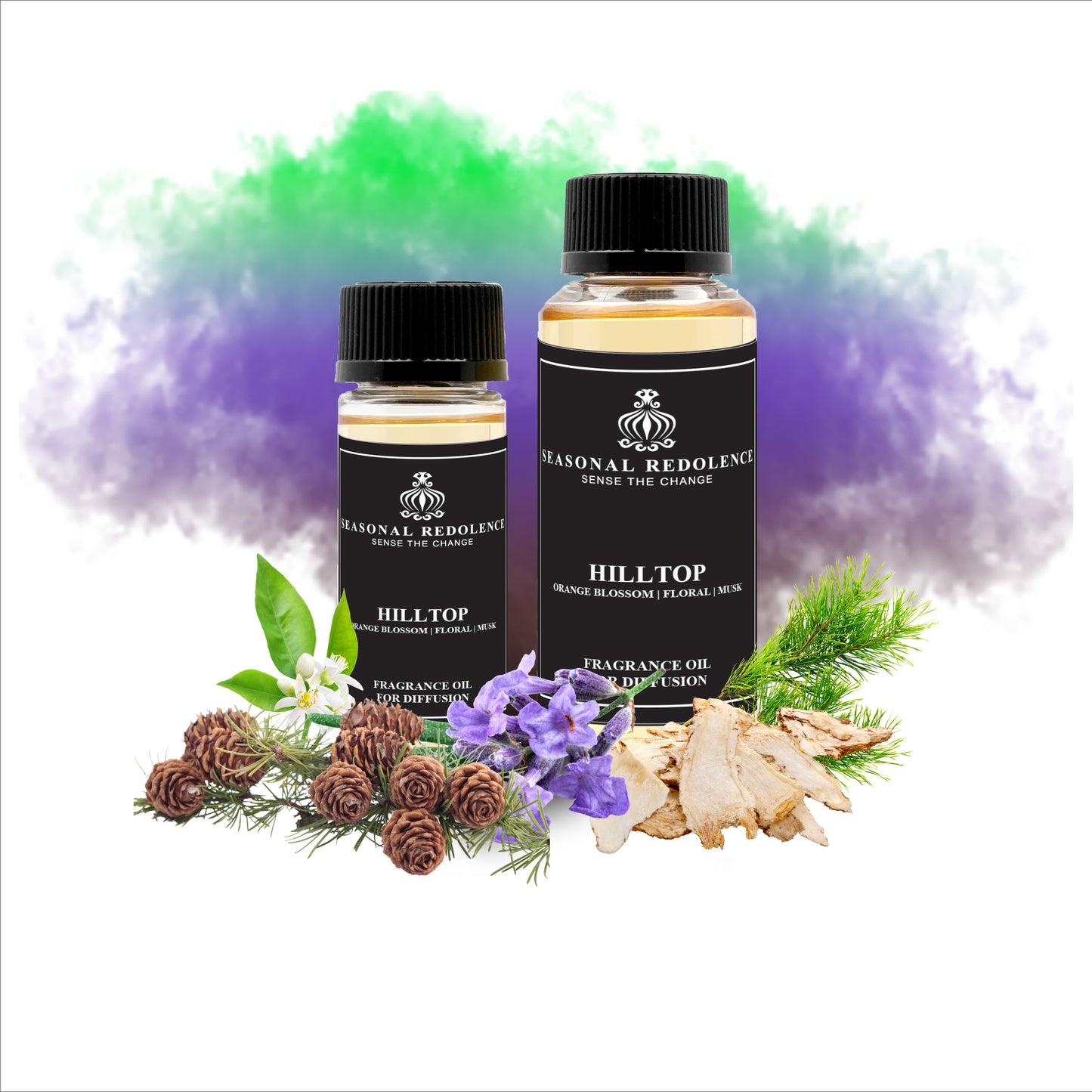 Hilltop opens with the fresh brightness of orange blossom and pine, creating an uplifting and natural introduction. Its heart blends elegant floral notes with soothing lavender, adding a refined and calming character. The fragrance settles into a warm base of musk and cedar wood, delivering a sophisticated and enduring finish that embodies understated elegance.