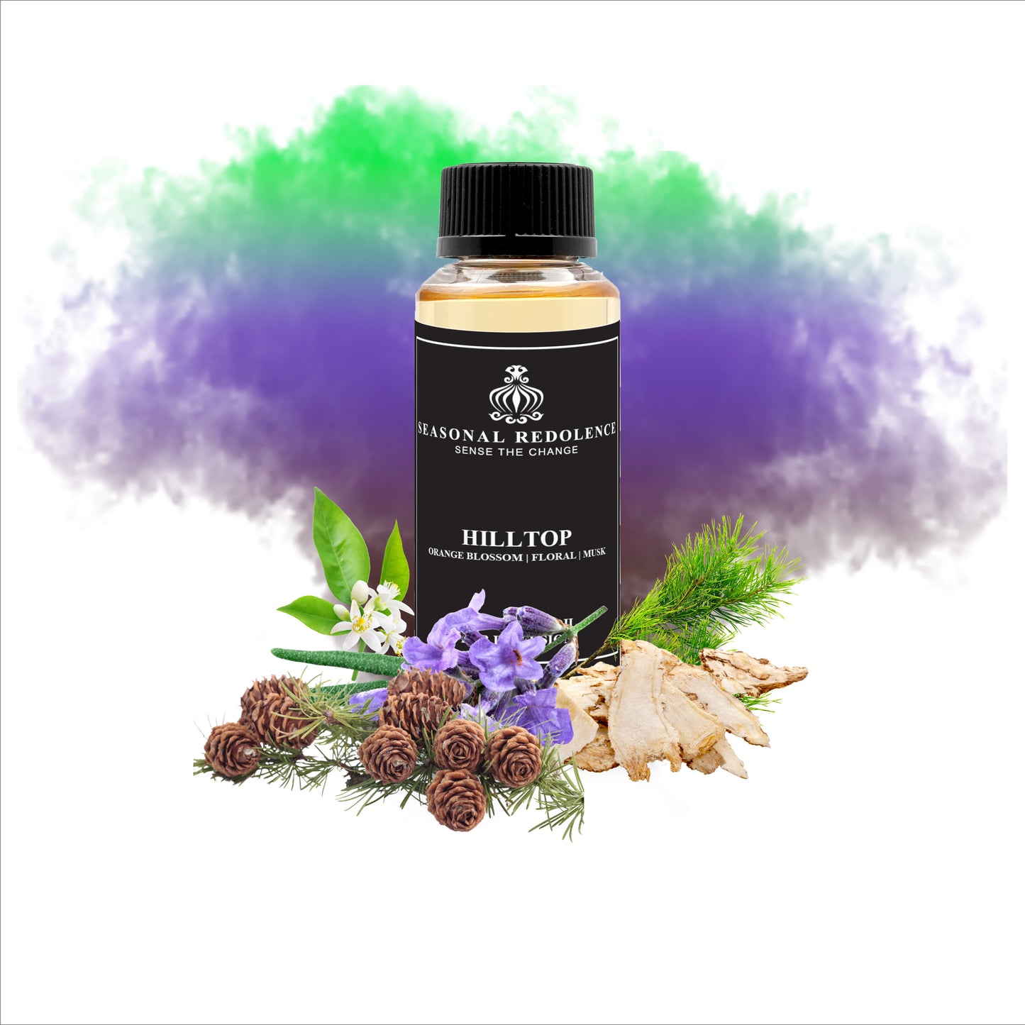 Hilltop opens with the fresh brightness of orange blossom and pine, creating an uplifting and natural introduction. Its heart blends elegant floral notes with soothing lavender, adding a refined and calming character. The fragrance settles into a warm base of musk and cedar wood, delivering a sophisticated and enduring finish that embodies understated elegance.